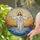 Jesus Christ Stained Glass Art Golden Halo Sunset Sky Radiating Sunburst Tiffany Style Stained Glass Suncatcher - 2