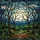Stained Glass Forest Moon Art - Mosaic Nocturnal Landscape with Towering Trees & Hills Stained Glass Suncatcher - 5