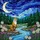 Otter Crescent Moon Stars River Wildflowers Forest Night Landscape Mosaic Stained Glass Stained Glass Suncatcher - 5