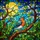 Stained Glass Singing Bird & Moon Mosaic - Intricate Tiffany Style Nature Home Decor Stained Glass Suncatcher - 5