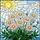 Blooming Daisy Flowers & Pink Buds Stained Glass Mosaic Sun Clouds Tiffany Style Jewel Tones Stained Glass Suncatcher - 5