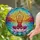 Meditative Lotus Woman Tiffany Stained Glass Mosaic - Sunset Water Sky Zen Yoga Art Stained Glass Suncatcher - 2