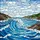 Tiffany Style Stained Glass Ocean Waves Rocky Coastline Sea Foam Mosaic Sky Jewel Tone Colors Stained Glass Suncatcher - 5