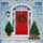 Festive Red Front Door Christmas Tree Wreath Winter Sky Tiffany Glass - Holiday Gift Stained Glass Suncatcher - 5