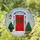 Festive Red Front Door Christmas Tree Wreath Winter Sky Tiffany Glass - Holiday Gift Stained Glass Suncatcher - 1