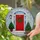 Festive Red Front Door Christmas Tree Wreath Winter Sky Tiffany Glass - Holiday Gift Stained Glass Suncatcher - 2
