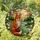 Russet Fox Tiffany Stained Glass - Full Moon Evening Landscape Greenery & Blossoms Stained Glass Suncatcher - 1