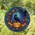 Black Raven Jack-O'-Lantern Stained Glass Tiffany Night Sky Autumn Leaves Halloween Stained Glass Suncatcher - 1