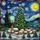 Stained Glass European Village Christmas Tree Starry Night Sky Holiday Decor Stained Glass Suncatcher - 5
