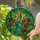 Stained Glass Tropical Parrot with Red Berries Green Leaves - Tiffany Style Jewel Tone Art Decor Stained Glass Suncatcher - 2