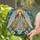 Tiffany Style Angel Golden Trumpet White Lilies Celestial Clouds Stained Glass Jewel Tones Stained Glass Suncatcher - 2