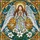 Tiffany Style Angel Golden Trumpet White Lilies Celestial Clouds Stained Glass Jewel Tones Stained Glass Suncatcher - 5