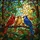 Tiffany Stained Glass Birds Perched Branch - Vibrant Jewel Tones Foliage Art Stained Glass Suncatcher - 5