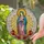 Virgin Mary Stained Glass Roses Sunburst Art - Prayer Holy Mother Religious Home Decor Gift Stained Glass Suncatcher - 2
