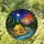 Camping Campfire Tent River Mountains Sunset Moon Tiffany Glass Day-Night Sky Art Stained Glass Suncatcher - 1