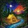 Camping Campfire Tent River Mountains Sunset Moon Tiffany Glass Day-Night Sky Art Stained Glass Suncatcher - 5