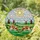 Brown White Patched Cows Grazing Lush Field Dutch Windmills Stained Glass Tiffany Art Stained Glass Suncatcher - 1