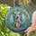 Shaggy Terrier Dog Stained Glass Mosaic - Ornate Frame Blue Swirls Pet Lover Gift Stained Glass Suncatcher - 2