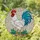 White Rooster Stained Glass Mosaic - Iridescent Tail Feathers & Frosted Background Stained Glass Suncatcher - 1
