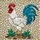 White Rooster Stained Glass Mosaic - Iridescent Tail Feathers & Frosted Background Stained Glass Suncatcher - 5
