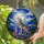 Wolf Pup Howling Moon Night Sky Stained Glass Pine Trees Rocky Ground - Nature Gift Stained Glass Suncatcher - 2