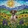 German Shorthaired Pointer Trotting Dog Sunflowers Mountains Tiffany Glass Jewel Tone Gift Stained Glass Suncatcher - 5