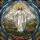 Jesus Christ Tiffany Style Stained Glass Sunburst Halo - Religious Christian Home Decor Stained Glass Suncatcher - 5