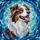 Happy Tri-Color Australian Shepherd Dog Stained Glass Art - Tiffany Style Mosaic Window Gift Stained Glass Suncatcher - 5