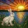 White Rabbit Sunset Stained Glass Mosaic - Tiffany Style Jewel Tone Marsh Landscape Art Stained Glass Suncatcher - 5