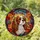 Cavalier King Charles Spaniel Stained Glass Floral Mosaic with Abstract Swirling Patterns Stained Glass Suncatcher - 1