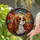 Cavalier King Charles Spaniel Stained Glass Floral Mosaic with Abstract Swirling Patterns Stained Glass Suncatcher - 2