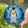 Emperor Penguin Black Orange Gold Chest Stained Glass - Tiffany Icy Water Mosaic Stained Glass Suncatcher - 2