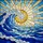 Majestic Ocean Wave Radiant Sun Stained Glass - Tiffany Style Shimmering Droplets Home Decor Stained Glass Suncatcher - 5
