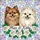 Pomeranian Dogs Stained Glass Art, White Roses, 'Max & Kitty' Cursive - Pet Owner Gift Stained Glass Suncatcher - 5