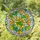 Stylized Ginkgo Leaves Stained Glass Art - Tiffany Style Mosaic Jewel Tones Green Yellow Clear Stained Glass Suncatcher - 1
