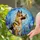 German Shepherd Dog Monarch Butterfly Wildflower Stained Glass Tiffany Jewel Tone Art Stained Glass Suncatcher - 2