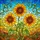 Tiffany Stained Glass Sunflower Mosaic - Swirling Sky Field Nature Window Art Gift Stained Glass Suncatcher - 5