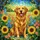 Golden Retriever Dog Stained Glass Tiffany Style Art Sunflowers & Colorful Flowers Mosaic Decor Stained Glass Suncatcher - 5