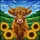 Highland Cow Calf Shaggy Fur Sunflowers Tiffany Stained Glass Pastoral Landscape Stained Glass Suncatcher - 5