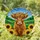 Highland Cow Calf Shaggy Fur Sunflowers Tiffany Stained Glass Pastoral Landscape Stained Glass Suncatcher - 1