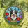 Smiling Tri-Color Australian Shepherd 'Bailey' Flowers Butterflies Stained Glass Mosaic Sky Art Stained Glass Suncatcher - 1