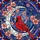 Red Cardinal Crescent Moon Stained Glass Flowers Sky Mosaic Translucent Jewel Tones Stained Glass Suncatcher - 5