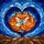 Two Red Foxes Snuggled Heart Stained Glass - Tiffany Mosaic Orange Creamy Blue Maroon Stained Glass Suncatcher - 5