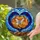 Two Red Foxes Snuggled Heart Stained Glass - Tiffany Mosaic Orange Creamy Blue Maroon Stained Glass Suncatcher - 2