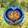 Two Red Foxes Snuggled Heart Stained Glass - Tiffany Mosaic Orange Creamy Blue Maroon Stained Glass Suncatcher - 1