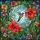 Stained Glass Hummingbird Hibiscus Crescent Moon Botanical Garden Mosaic Jewel Tones Stained Glass Suncatcher - 5