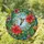 Stained Glass Hummingbird Hibiscus Crescent Moon Botanical Garden Mosaic Jewel Tones Stained Glass Suncatcher - 1