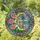 Golden Crescent Moon Dragonfly Daisy Celestial Garden - Tiffany Glass Style Art Stained Glass Suncatcher - 1