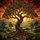 Majestic Gnarled Tree Tiffany Stained Glass Landscape Art - Rolling Hills Mountains Stained Glass Suncatcher - 5