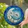 Crescent Moon Iridescent Poppies Dragonfly - Tiffany Glass Cosmic Teal Ocean Blue Stained Glass Suncatcher - 2